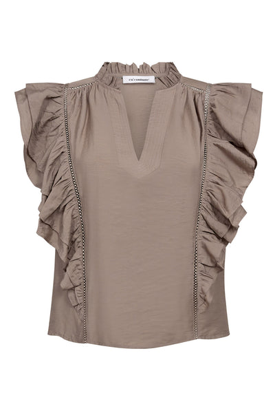 CallumCC Lace Frill V-Top 2006-Taupe - 45172 Thumbnail
