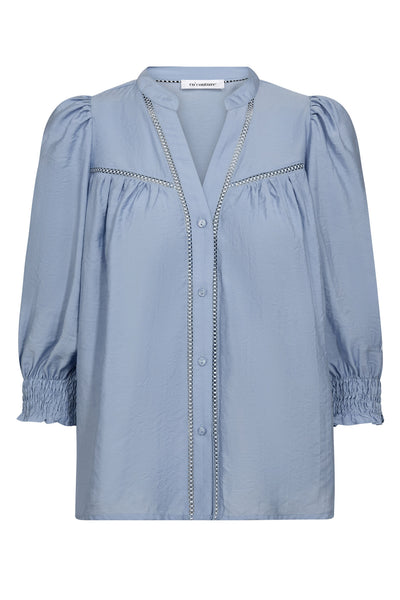 CallumCC Lace Puff V-Shirt 23-Pale Blue - 45173 Thumbnail