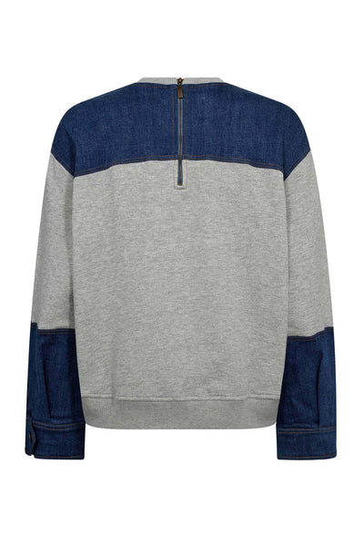 CandizCC Denim Mix Sweat 57-Grey Melan - 37044 Thumbnail