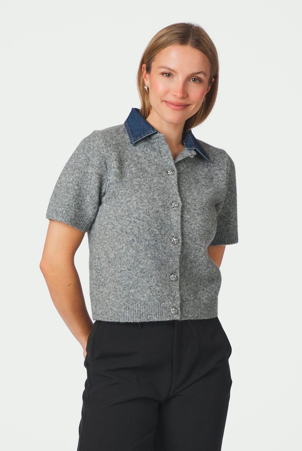 Amoria Knit Cardigan Grey Melange - 169711