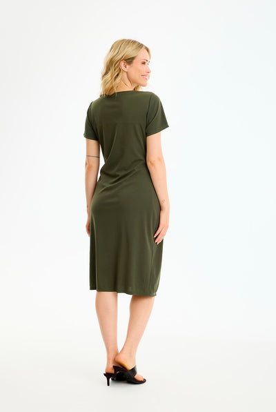 Elvia dress short sleeves ARMY - 17077 Thumbnail