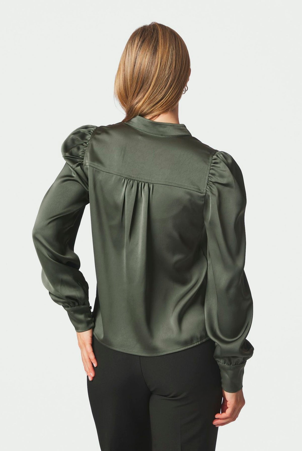 Rosslyn Heavy Sateen Blouse DEEP GREEN - 163769