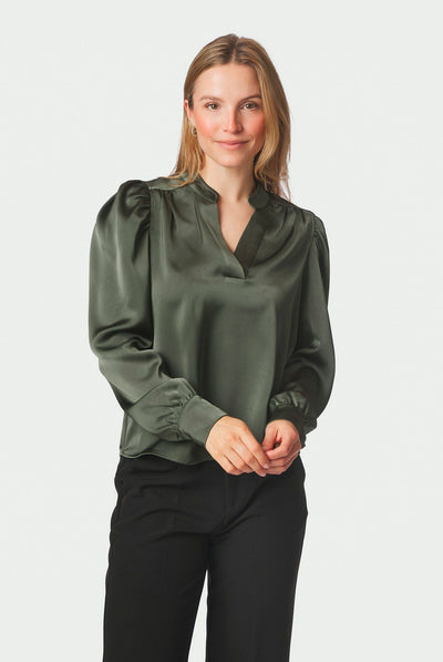 Rosslyn Heavy Sateen Blouse DEEP GREEN - 163769 Thumbnail