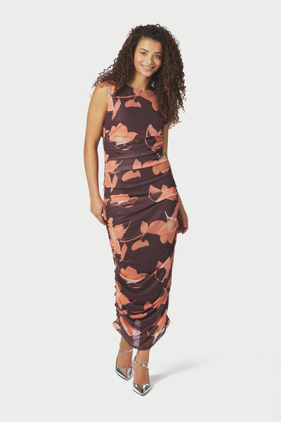 Corilina Flower Mesh Dress Brown - 168542 Thumbnail