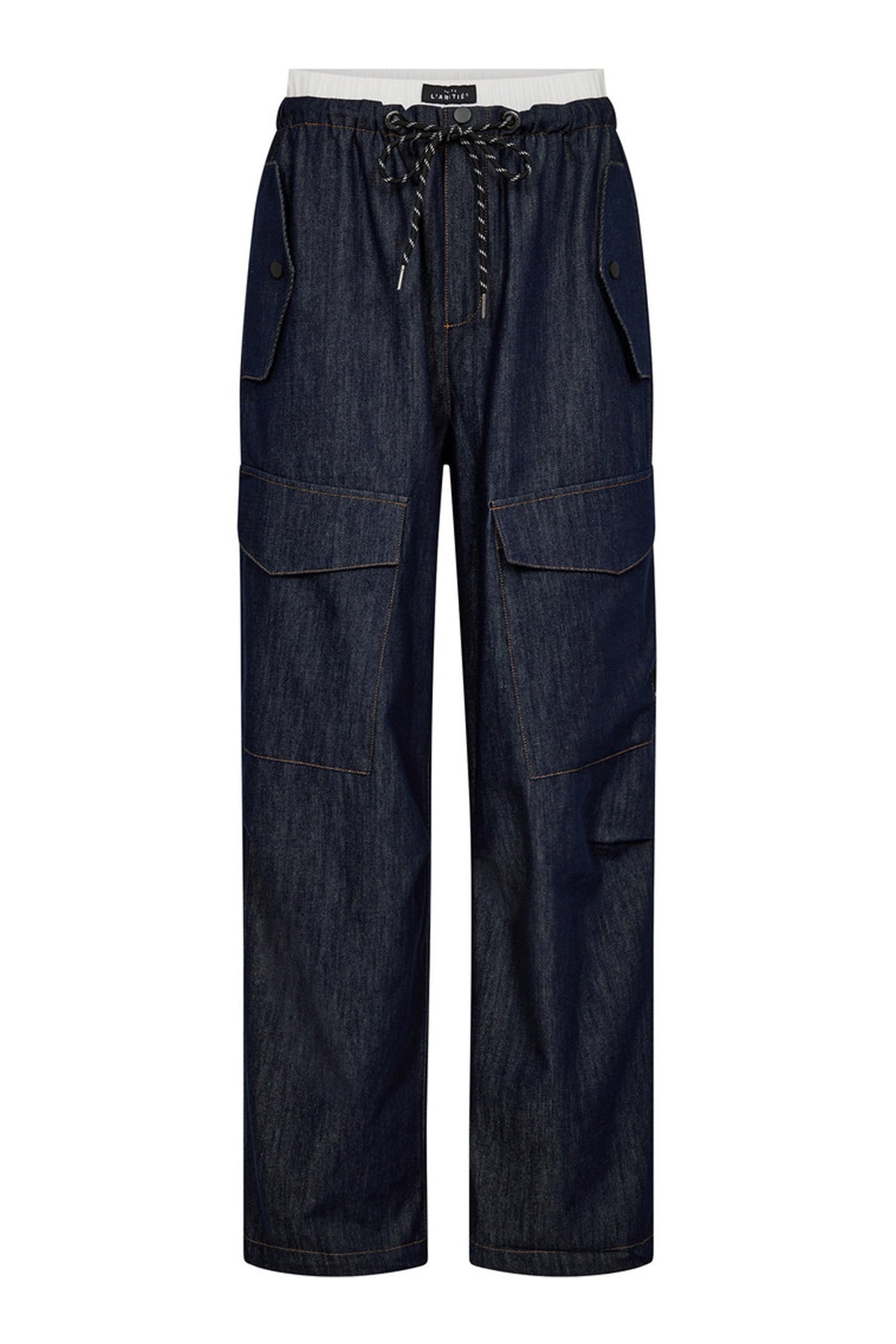 Denim Cargo Pull On Trouser Dark Denim - HL10317