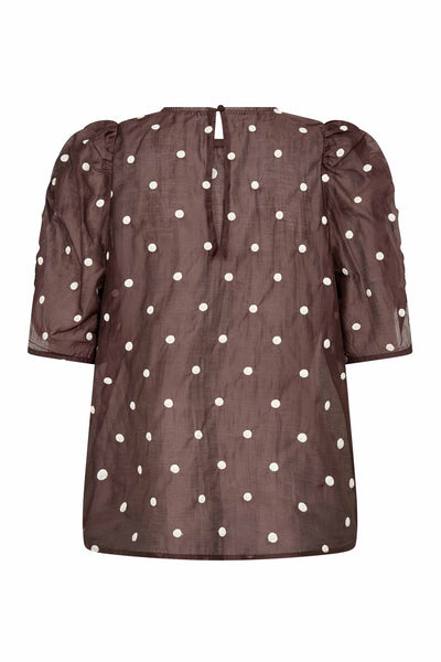 DitaCC Dot SS Blouse 20003-Dark Brown - 500043 Thumbnail
