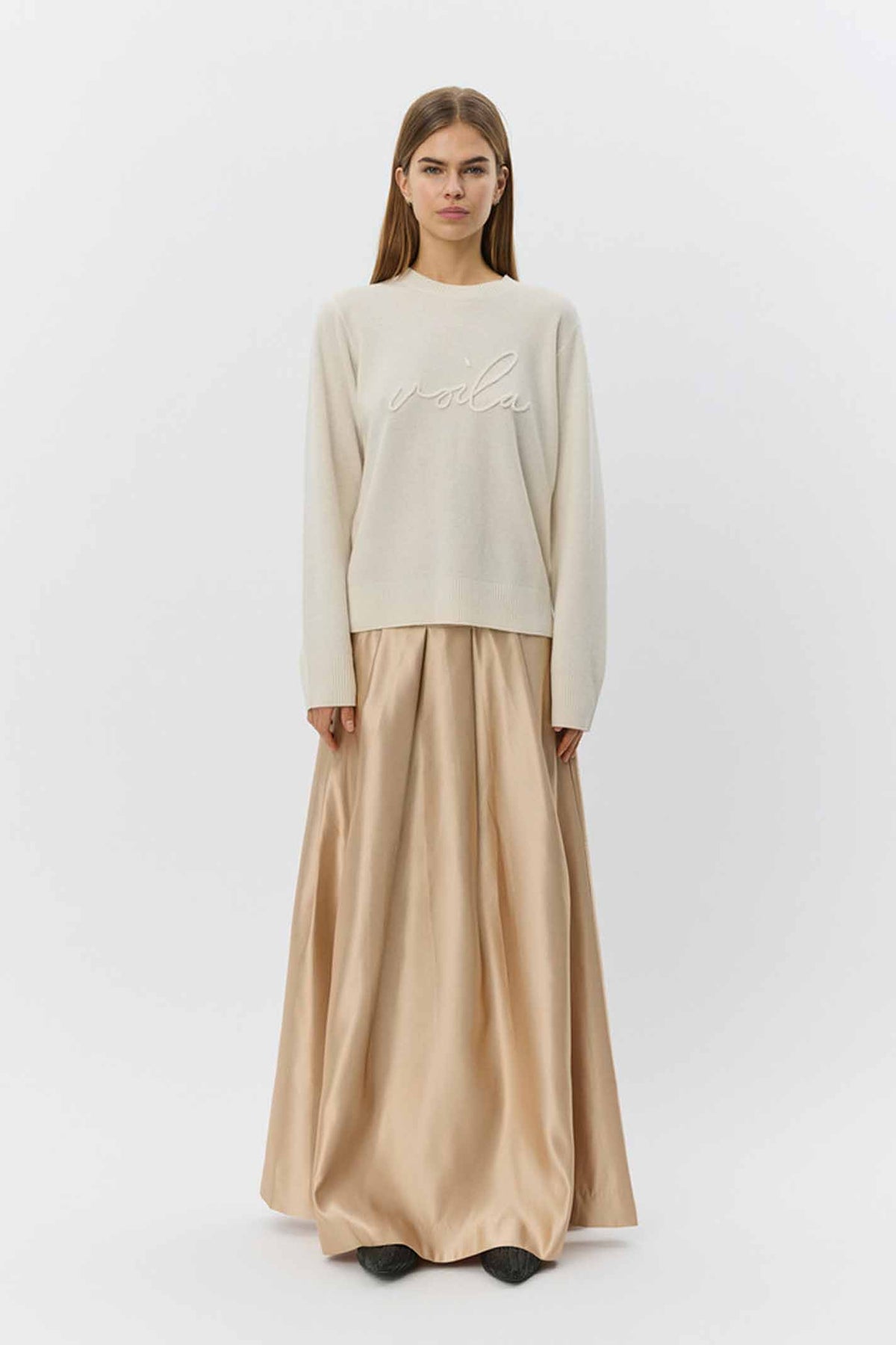 EMMYSW SATIN MAXI SKIRT 7070 Light beige - S261411