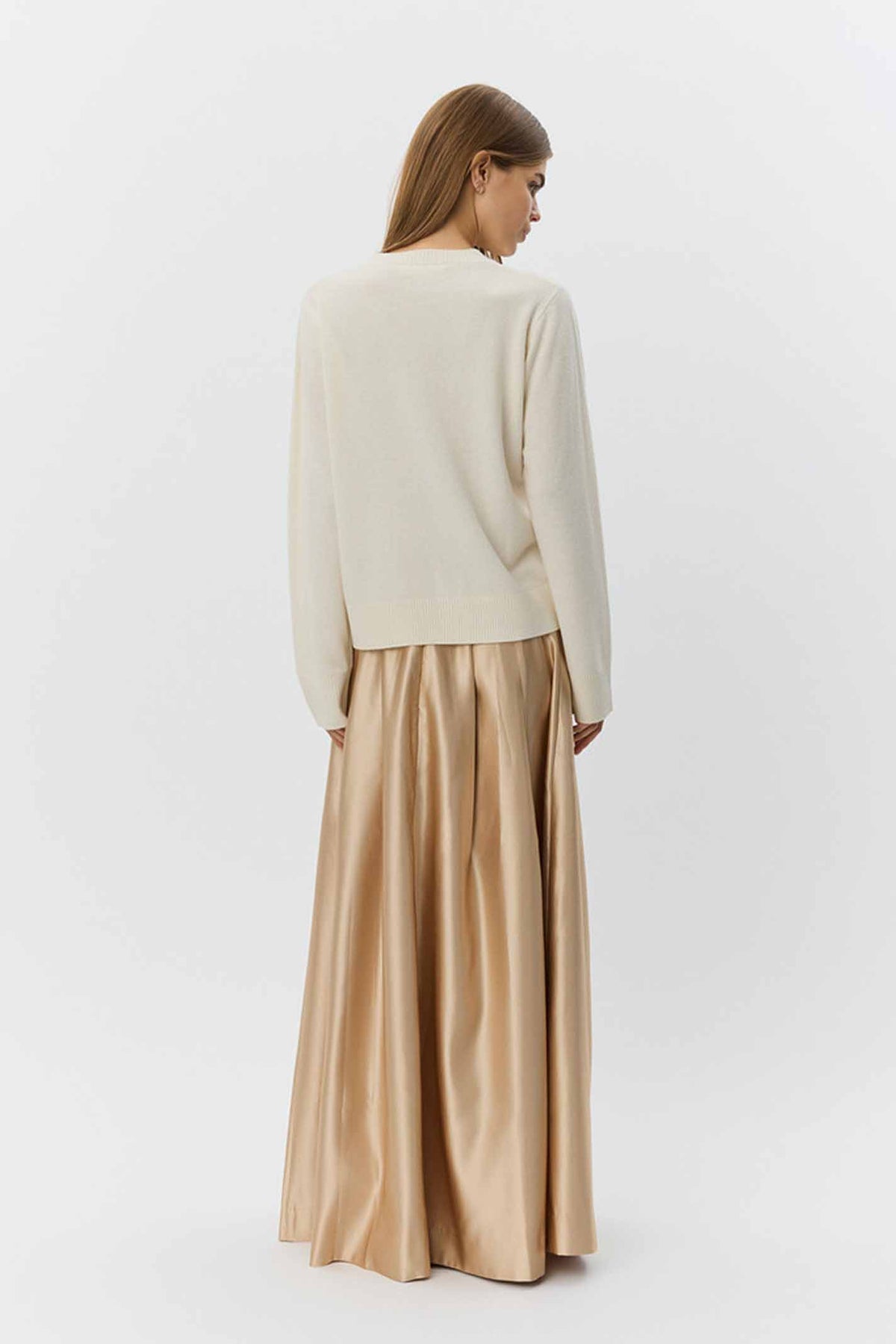 EMMYSW SATIN MAXI SKIRT 7070 Light beige - S261411