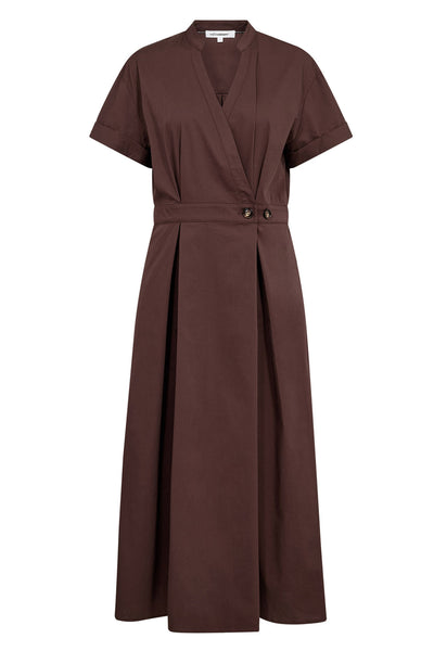 ElaraCC Wrap SS Dress 145-Dark Brown - 46112 Thumbnail