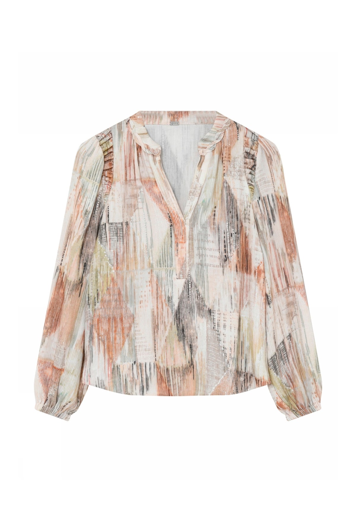 Judi, A-shape blouse 82044-MultiBeige - 62625/7618
