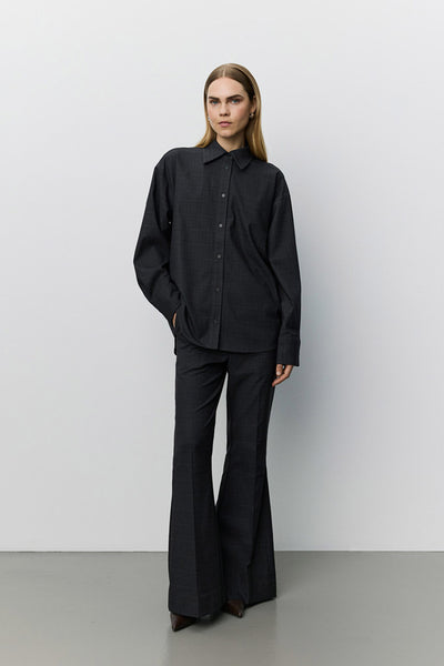 Flarissw Checked Flared Trouse Grey Check - S263206 Thumbnail