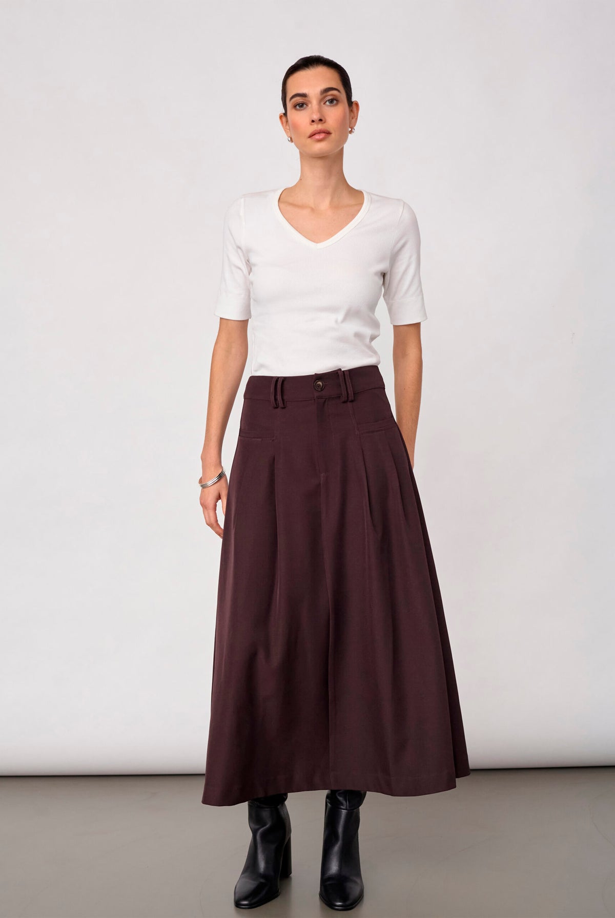 LunaCC New Pocket Pleat Skirt 20016-Bison - 500389