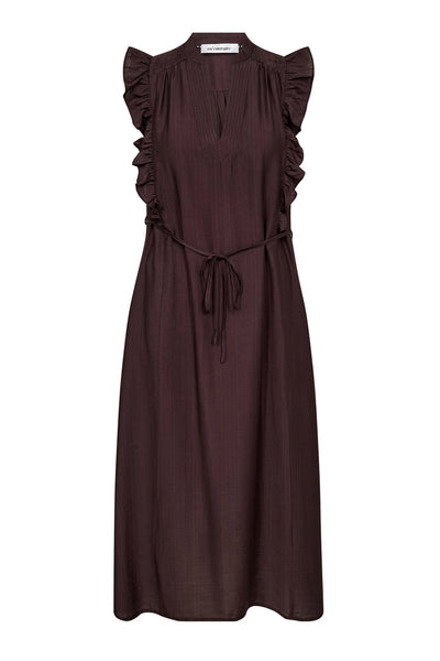 HeraCC Frill SS V-Dress 145-Dark Brown - 46096 Thumbnail
