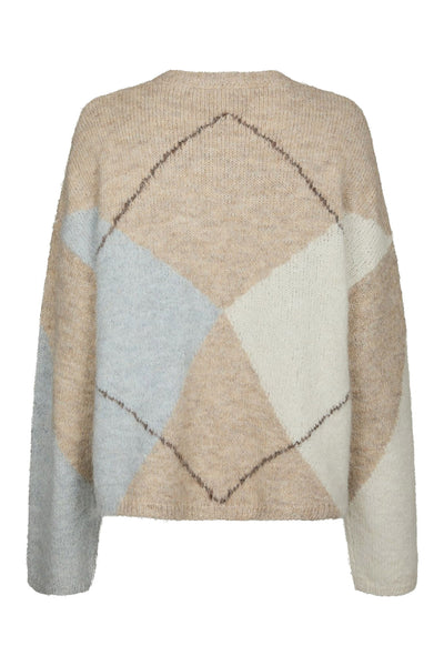 Inga Check Fluff Knit Blouse BEIGE MELANGE - 165205 Thumbnail