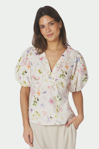 Irina Flower Blouse OFF WHITE - 169056 Thumbnail