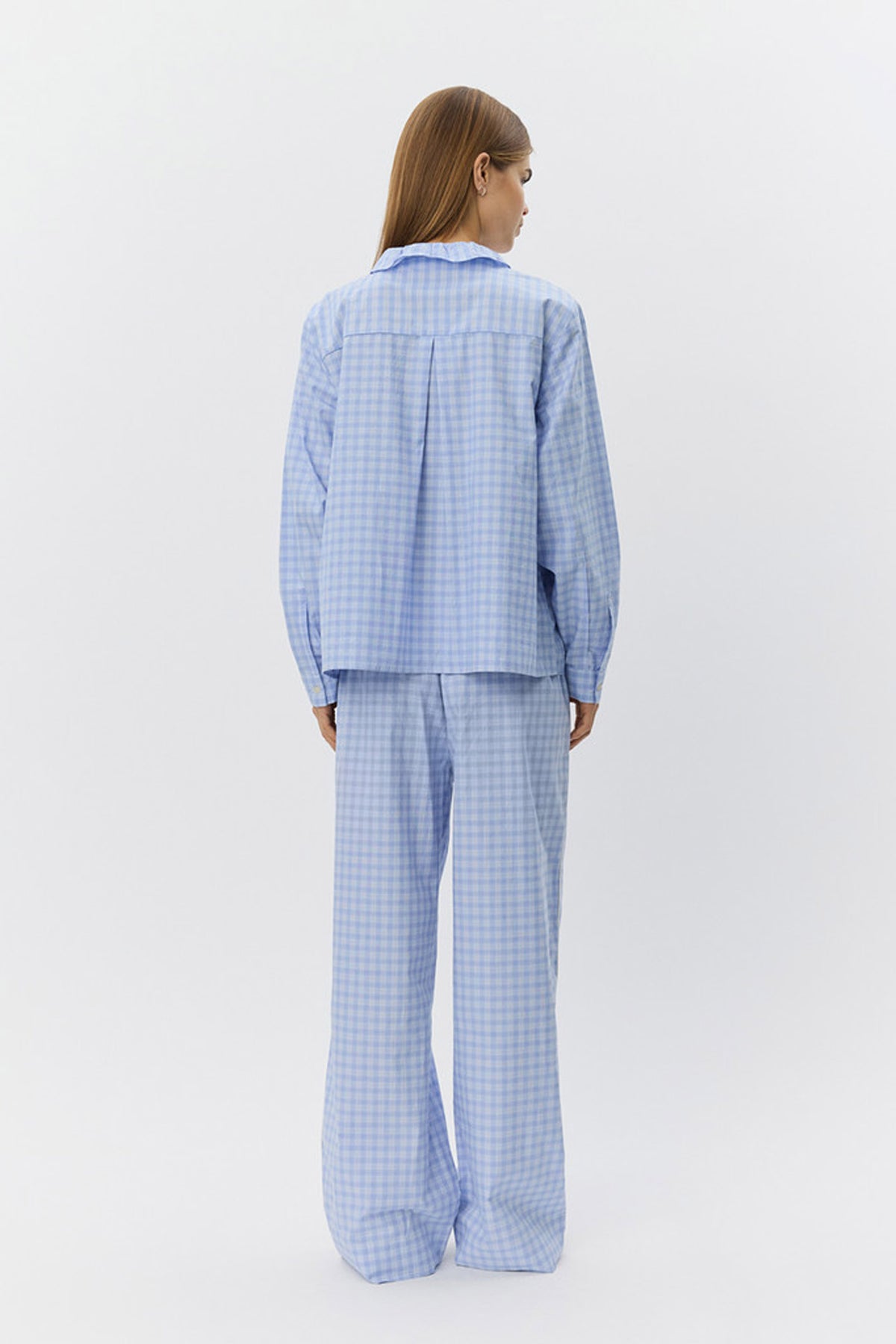 JORDENSW CHECK WIDE LEG TROUSE 5036 Blue - S261382