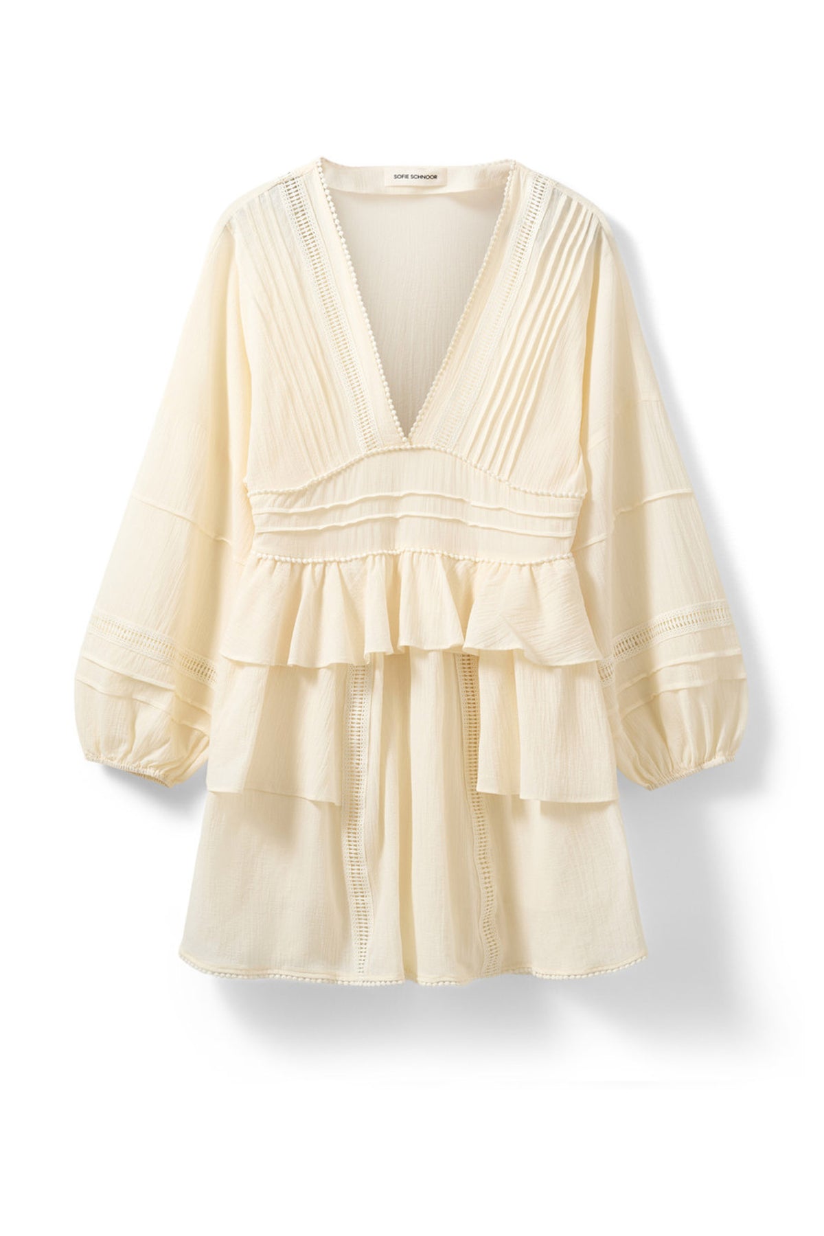 JOUVESW LACE DETAIL MIDI DRESS 0159 Cream White - S262226