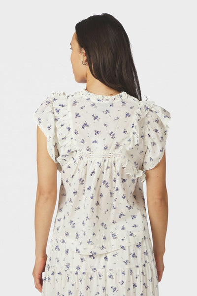 Jayla Small Blossom Top White Blue - 165648 Thumbnail