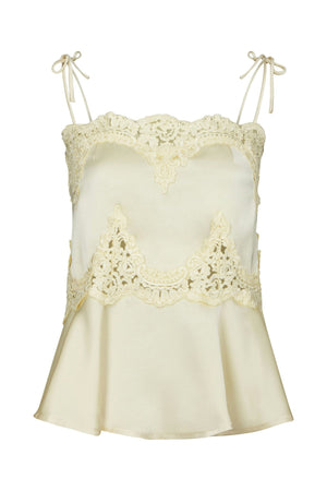 Kaela Heavy Sateen Lace Top Light yellow - 168290