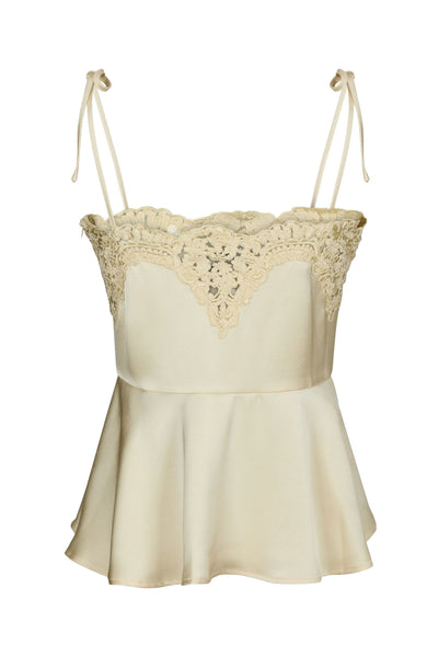 Kaela Heavy Sateen Lace Top Light yellow - 168290 Thumbnail