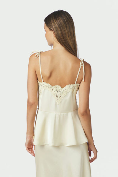Kaela Heavy Sateen Lace Top Light yellow - 168290 Thumbnail
