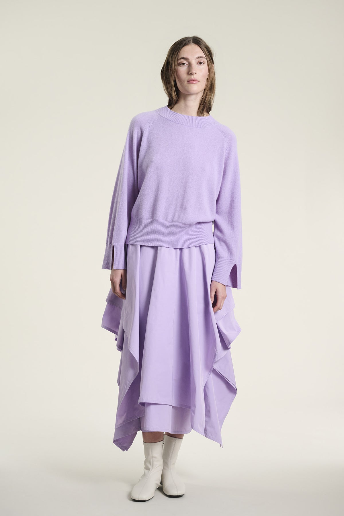 Kumo cashmere raglan bluse SOFT LAVENDER - 261-1080-5662