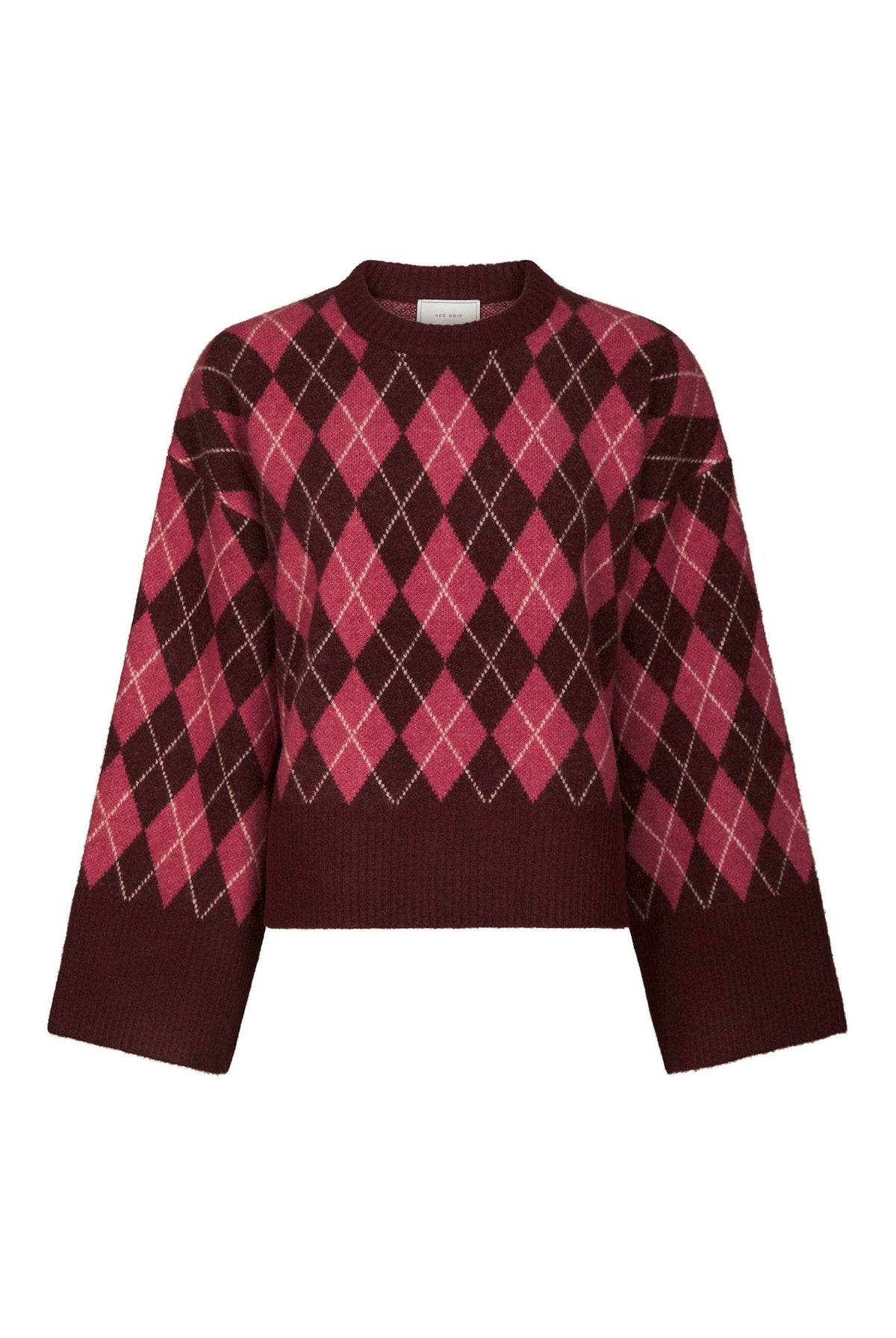 Kick Check Knit Blouse Wine - 165204