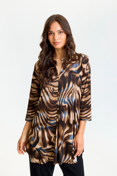 Maracollina tunic 3/4 sleeves Brown - 17330 Thumbnail