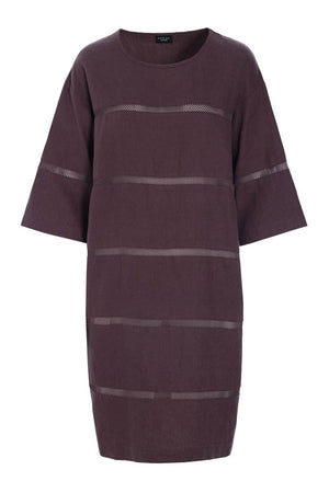 Lazy linen kjole med paneler RAISIN - 261-2141-5559