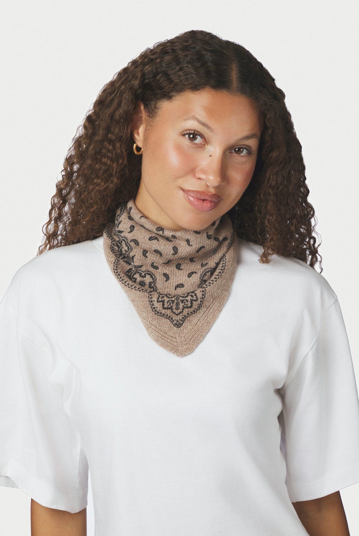 Ariya Paisley Knit Scarf BEIGE MELANGE - 171220
