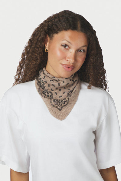Ariya Paisley Knit Scarf BEIGE MELANGE - 171220 Thumbnail
