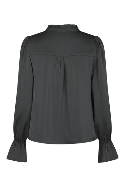 Amara Drapy Satin Blouse Antracit - 171105 Thumbnail