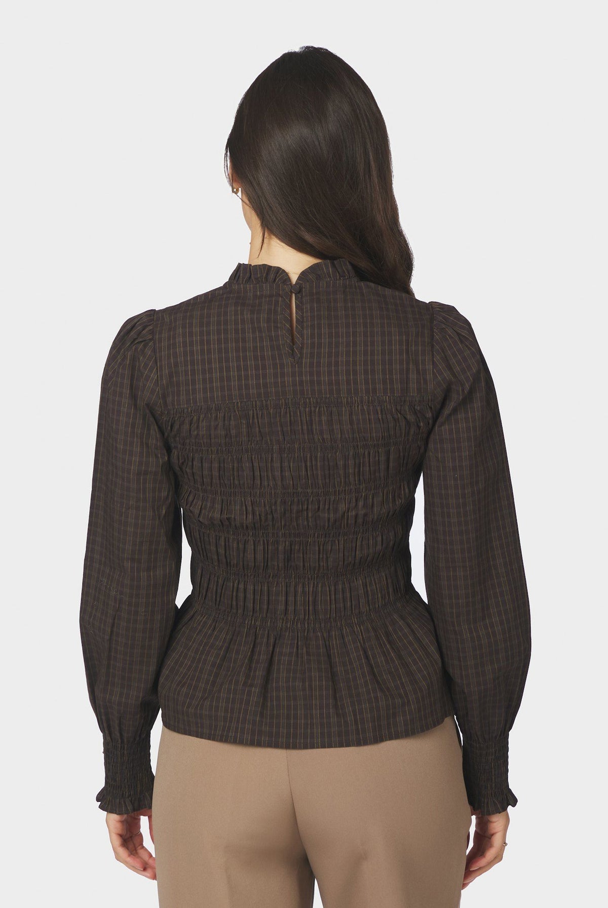 Possa Big Check Blouse Brown check - 170764