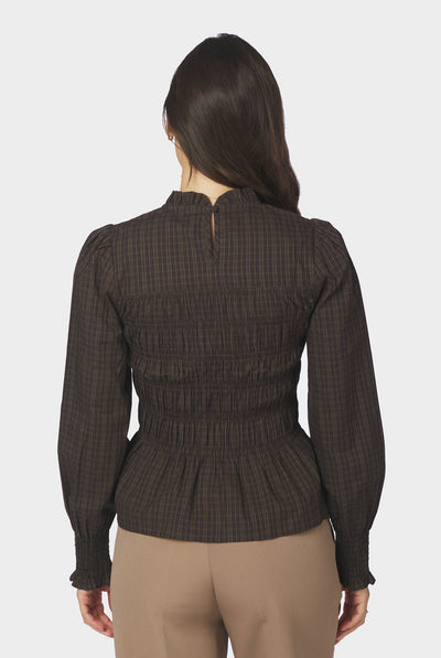 Possa Big Check Blouse Brown check - 170764 Thumbnail