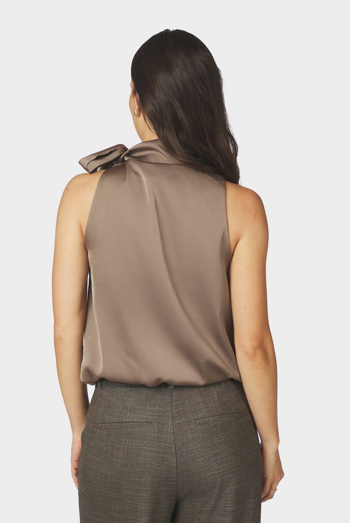 Veda Drapy Satin Top DARK TAUPE - 166605