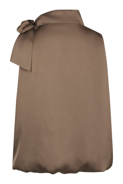 Veda Drapy Satin Top DARK TAUPE - 166605 Thumbnail