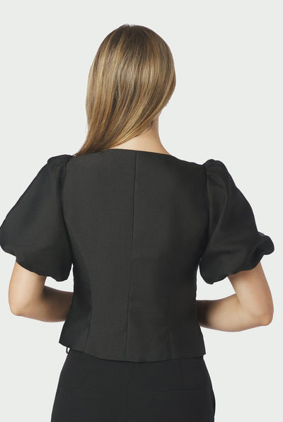Anela Mandarin Dull Satin Blou Black - 170245 Thumbnail