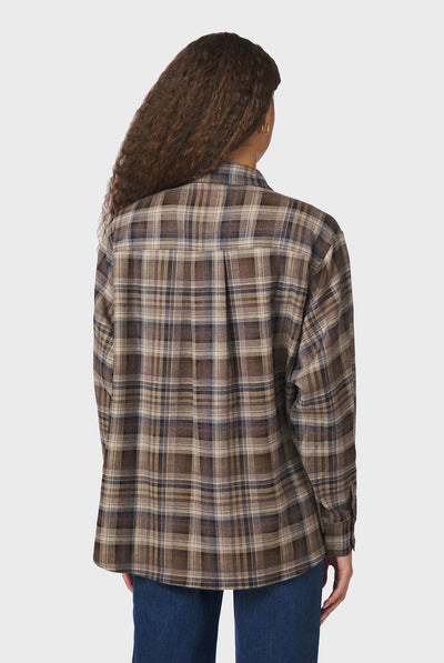Dalma Flannel Check Shirt DARK TAUPE - 171678 Thumbnail