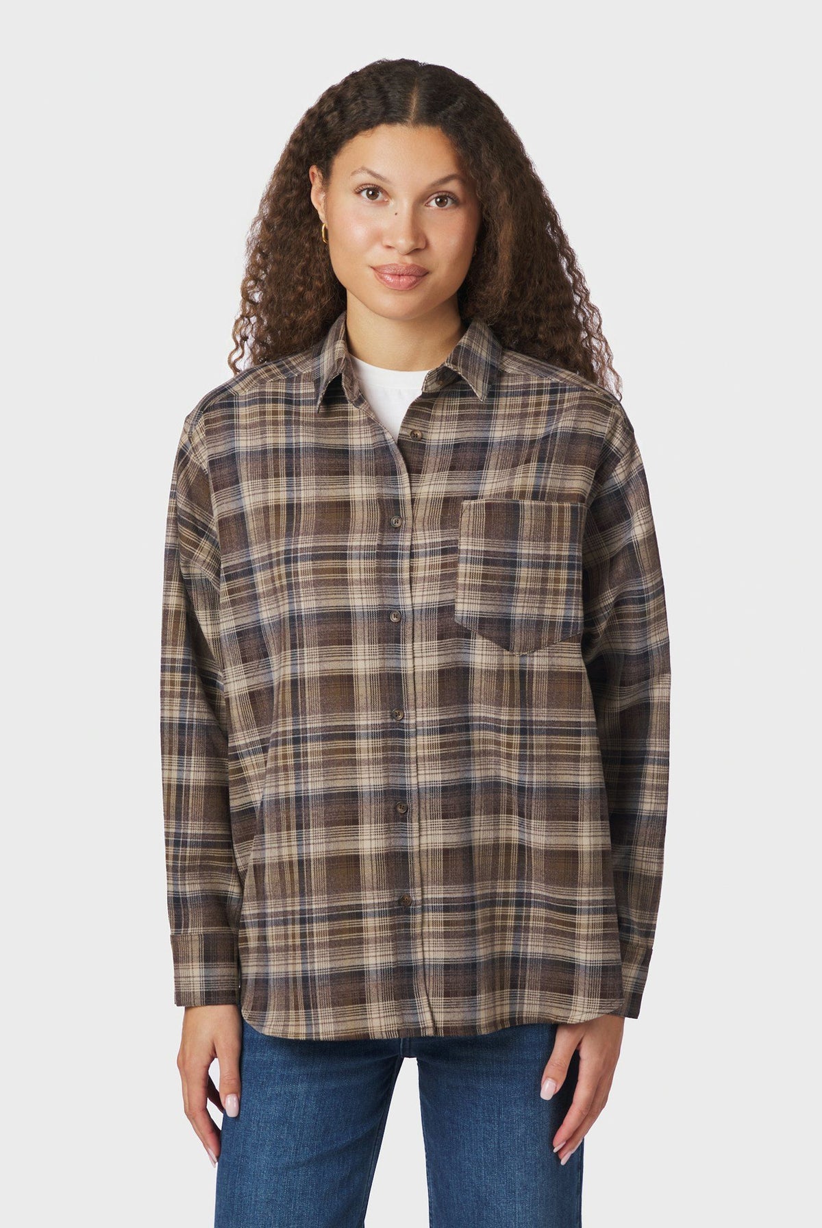 Dalma Flannel Check Shirt DARK TAUPE - 171678