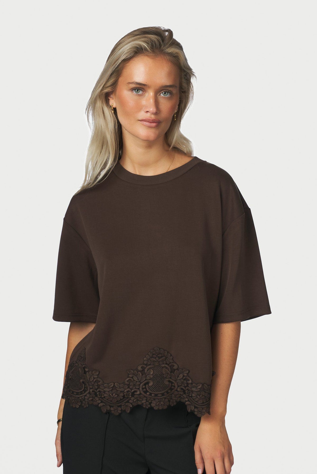 Iria Lace Tee Brown - 170063