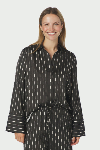 Mistan Print Shirt Dark brown - 170711 Thumbnail