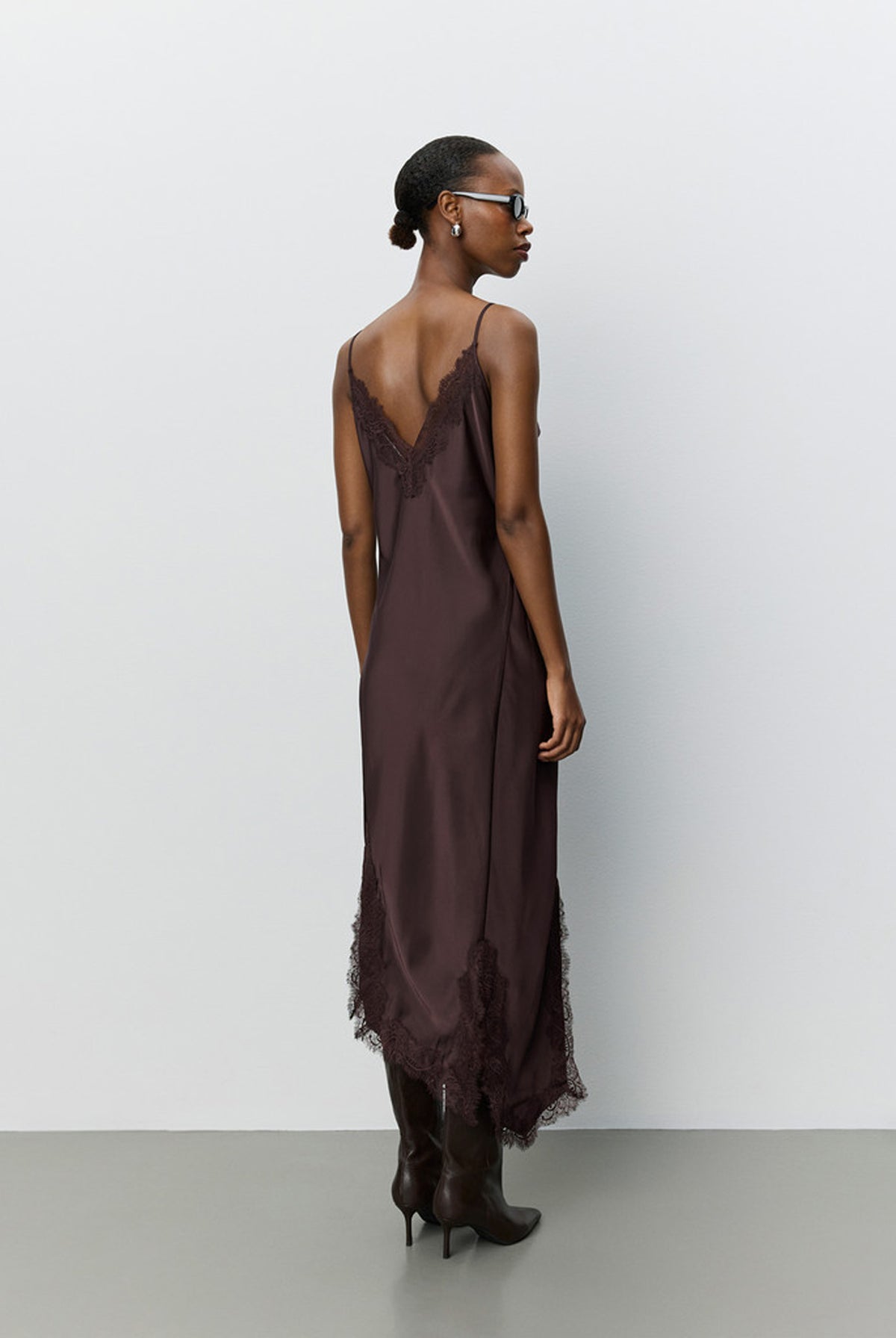LOUNELLESW SATIN LACE SLIP DRE 7168 Dark Plum - S264140