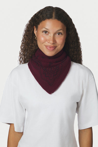 Adelina Paisley Knit Scarf Wine - 169506 Thumbnail