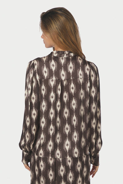 Massima Ikat Blouse Dark brown - 171182 Thumbnail
