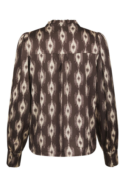 Massima Ikat Blouse Dark brown - 171182 Thumbnail