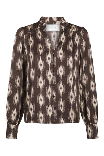 Massima Ikat Blouse Dark brown - 171182 Thumbnail