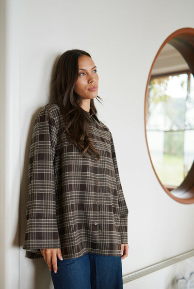 Dita Flannel Check Shirt Brown - 171676 Thumbnail