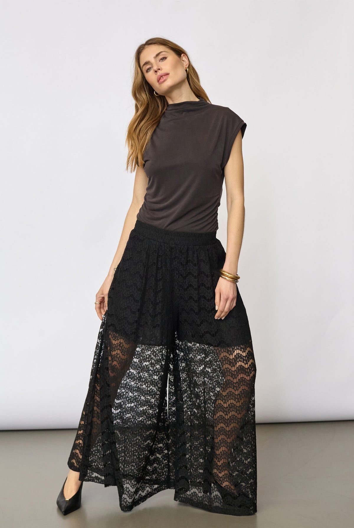 HarrietCC Lace Skirt Pant 96-Black - 41197