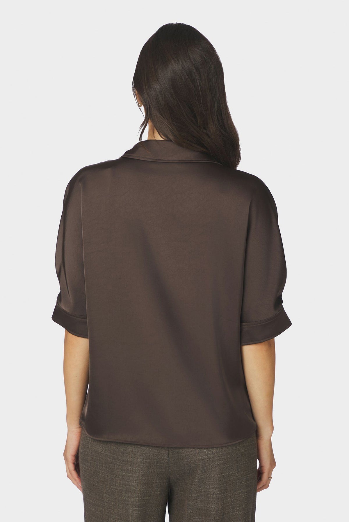 Carm Heavy Sateen Shirt Dark brown - 170699