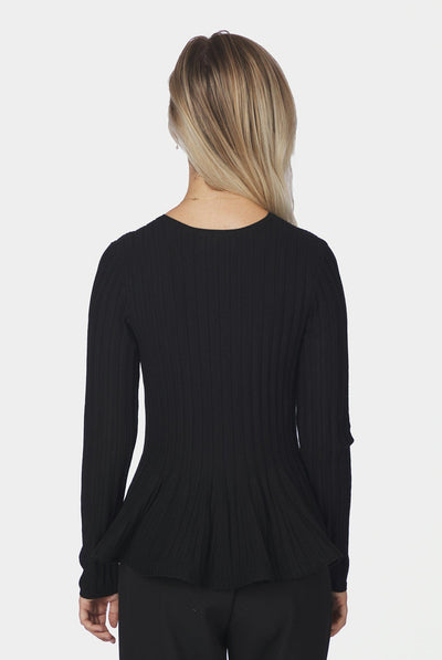 Wallina Peplum Knit Blouse Black - 170589 Thumbnail